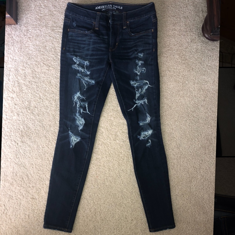 American Eagle Dark Wash Ripped Jeans